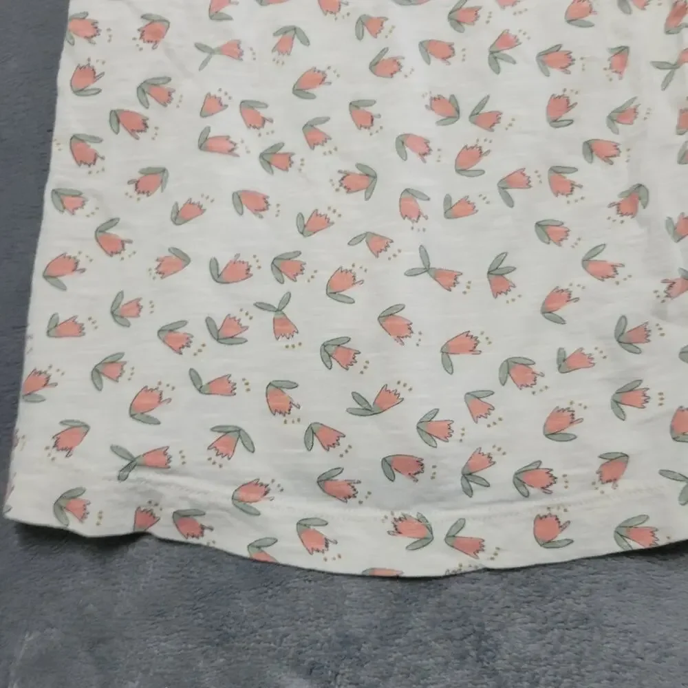 Childhood Shirt Girls 18-24 Months Cream Sage Tulip Floral Breathable Cotton Top